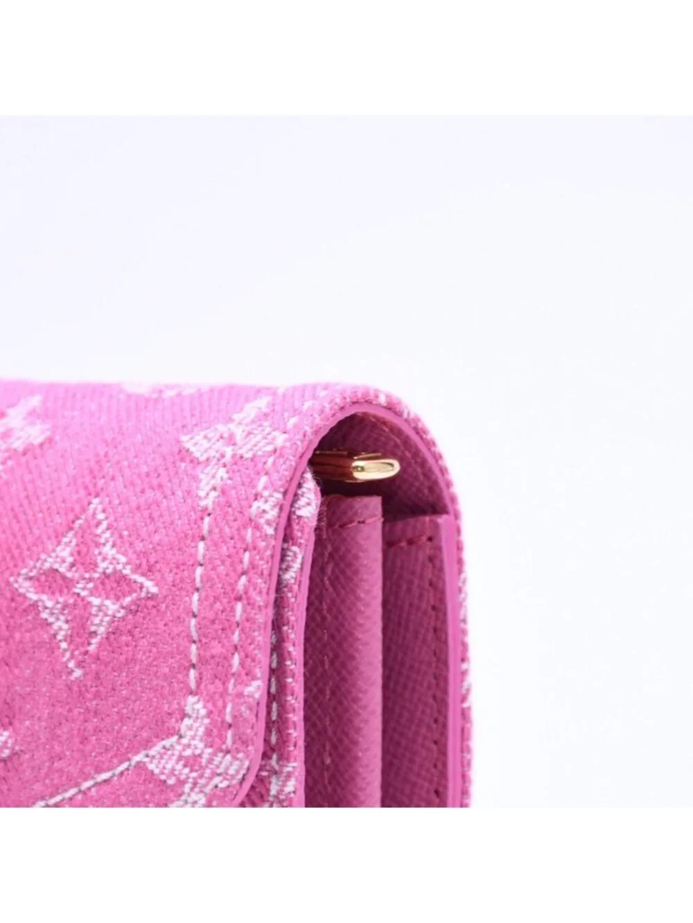 Louis Vuitton Monogram Jacquard Portefeuille Sarah Wallet Denim Fuchsia